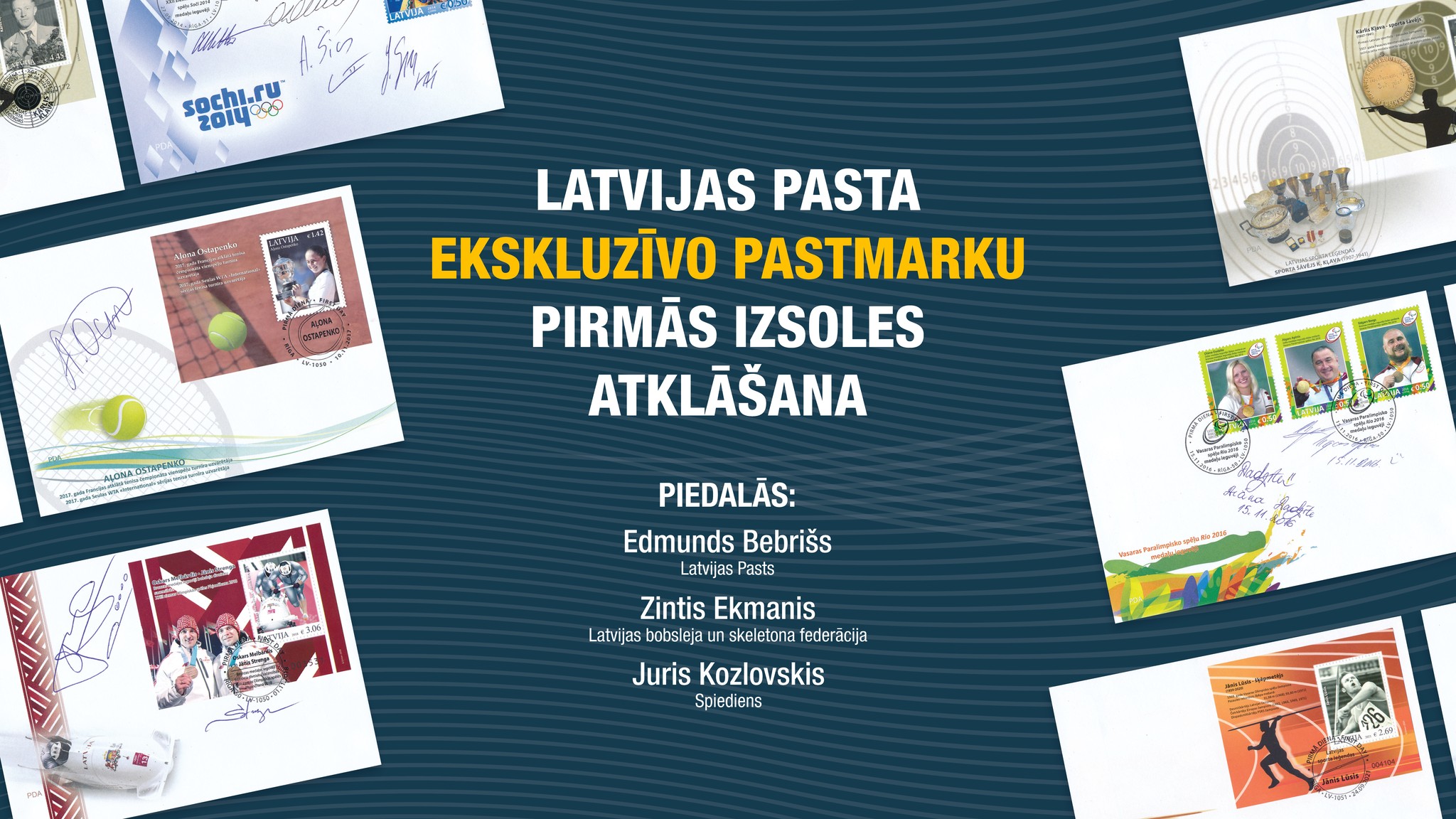 Latvijas Pasts organizē unikālu sporta pastmarku izdevumu izsoli ar ekskluzīviem sportistu autogrāfiem